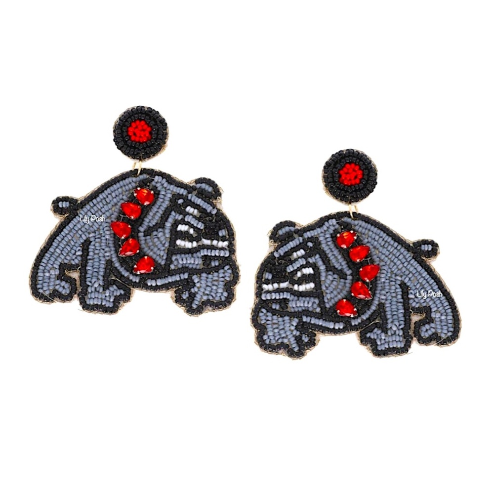 Bulldog Earring, Georgia Bulldog Game Day Earring, Dog Earring - Picture 2 of 3